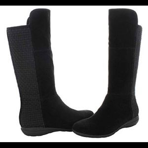 Brand New- Black leather suede mid-calf boots